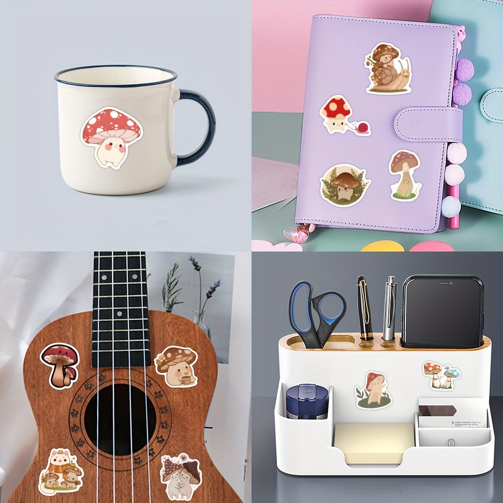 60pcs Mushroom Friends Graffiti Stickers DIY Waterproof Mobile Luggage Stickers
