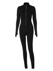 Women's Slimming Long Sleeve Jumpsuit with Thumb Holes
