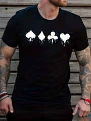 Poker Card Suits GOD Print Men's Graphic Crew Neck T shirt