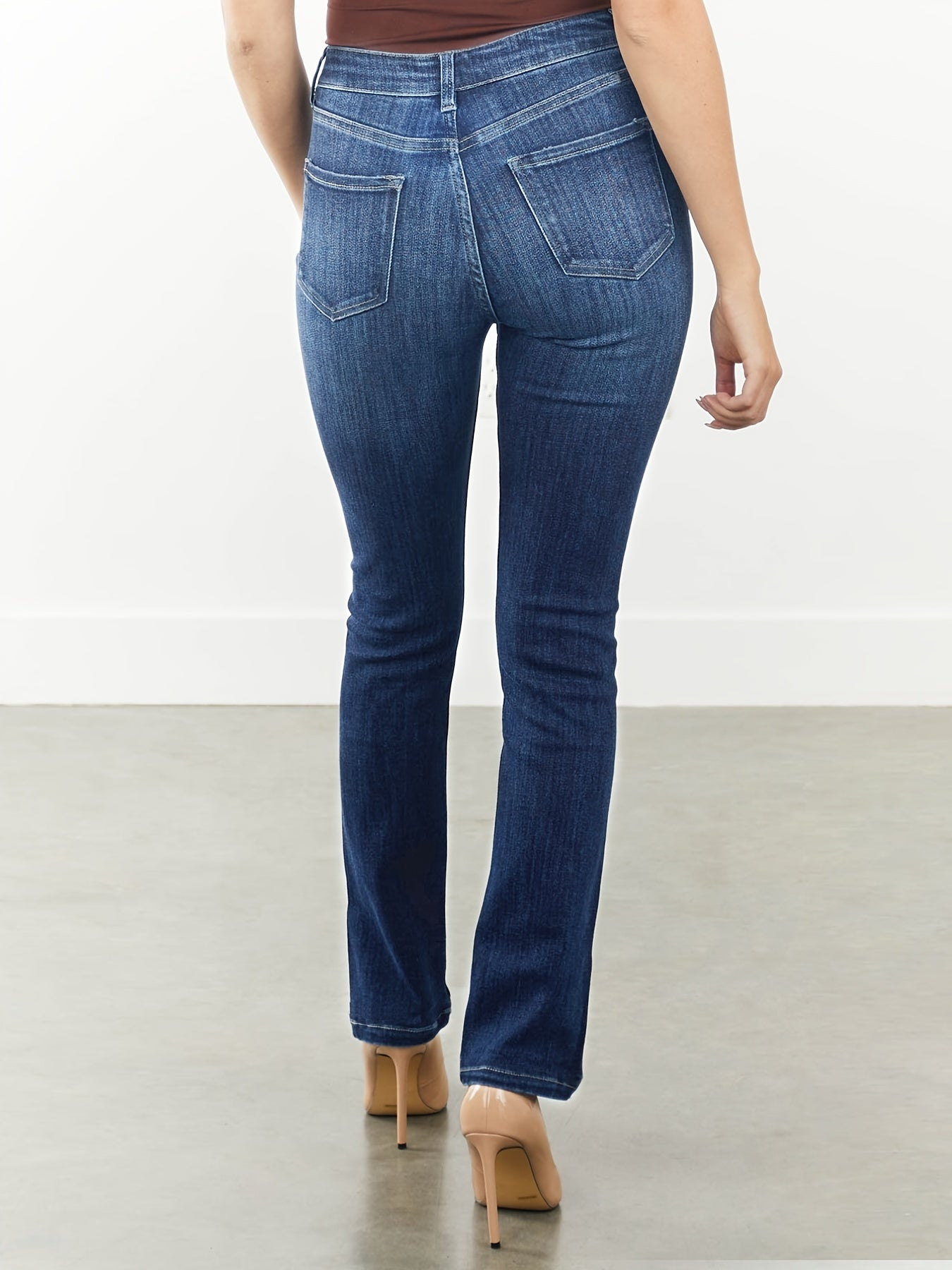 Medium Stretch Slim Fit Jeans Washed Slash Pocket Denim Pants