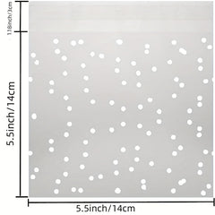 200pcs Self-Adhesive Candy Bag Cellophane Biscuit Bag Dot Transparent Bag