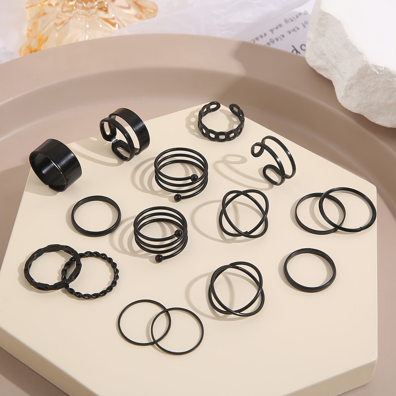 Geometric Surplice Ring Set Women's Jewelry
