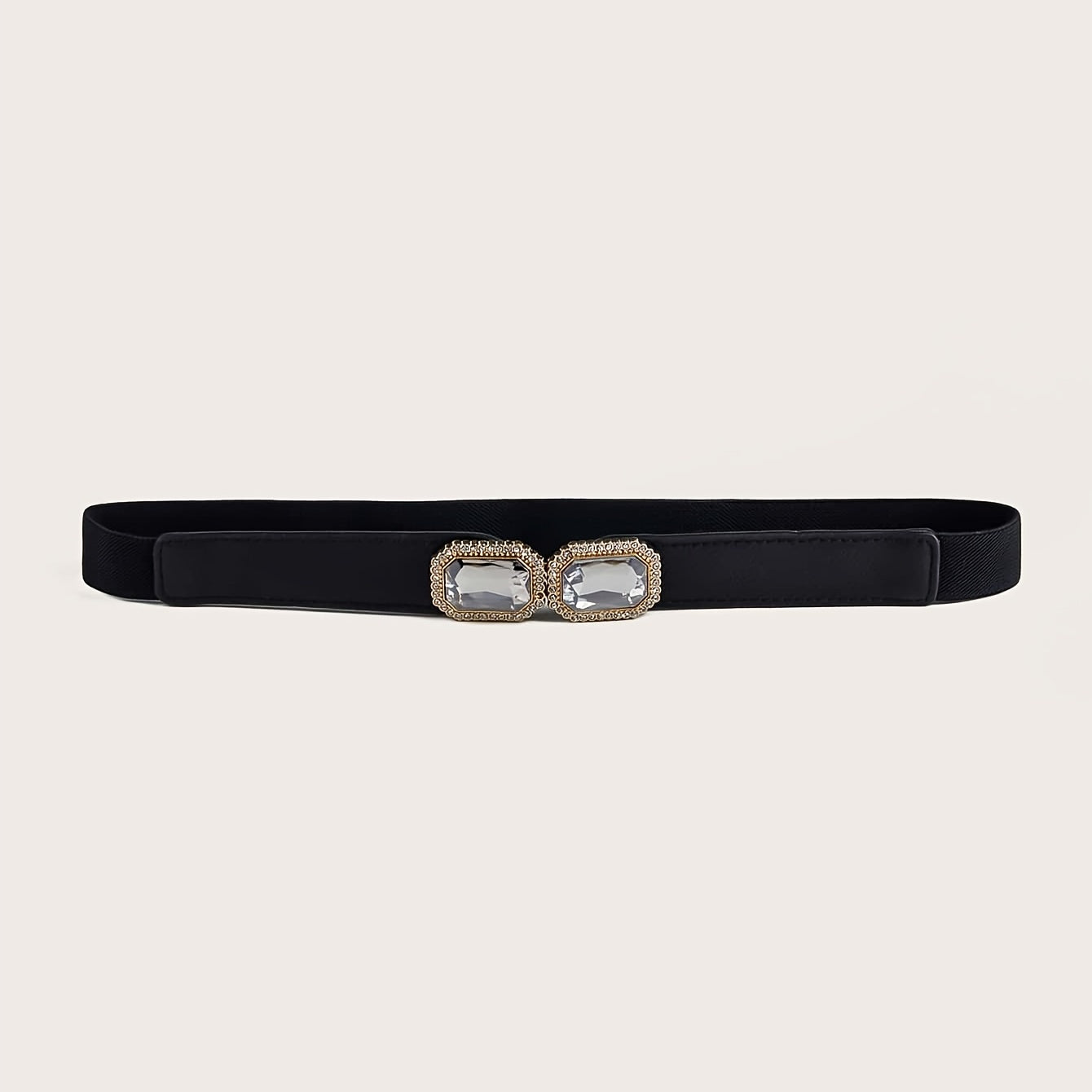 Square Crystal Buckle Belt Elastic Thin Girdle Waistband Women Coat Dress Belts