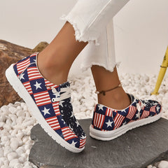 Women's Star & Striped Canvas Shoes Lace Up Outdoor Casual Shoes