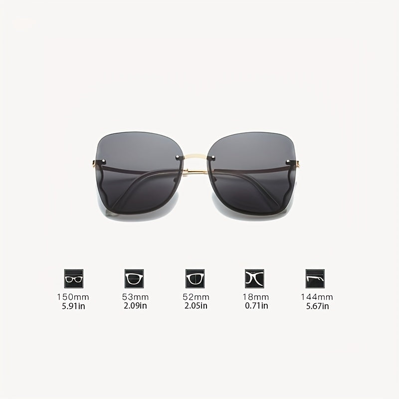 Oversized Metal Rimless Sunglasses Women Eyewear