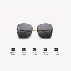 Oversized Metal Rimless Sunglasses Women Eyewear