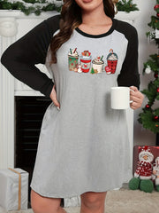 Plus Size Christmas Lounge Dress Women's Plus Christmas Drinks Graphic Raglan