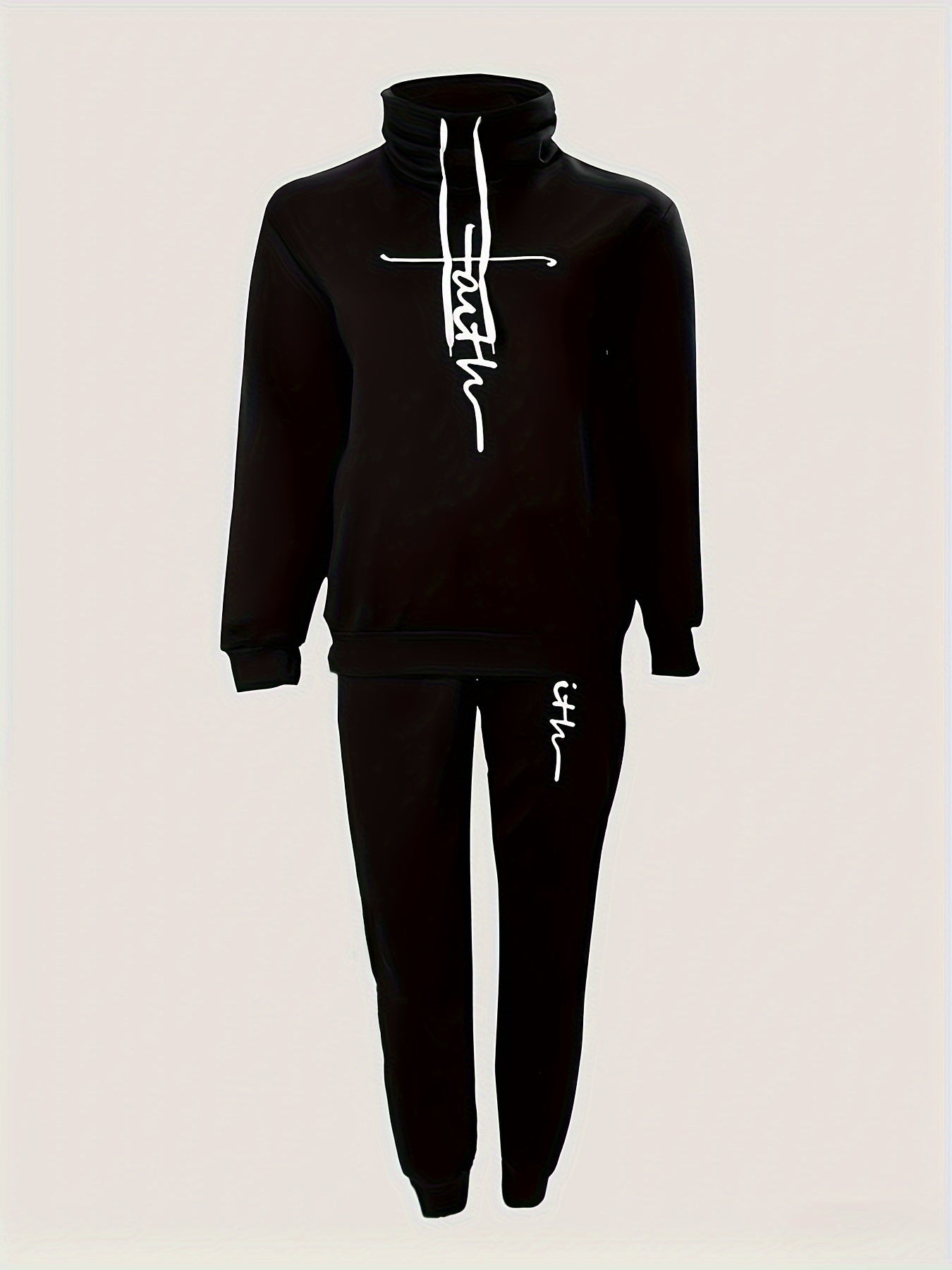  Women's Letter Print Hoodie & Pants Set