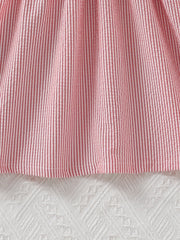 Striped Flounce Sleeve Casual Tunic Dress for Youth Girls