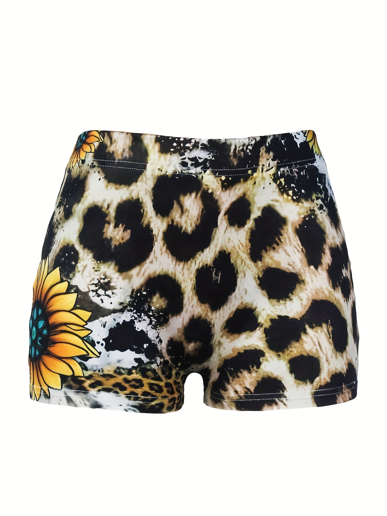  Sexy Shorts Women's Plus Art Leopard Sunflower Print