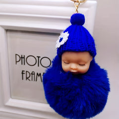 Cute Wool Hat Doll Plush Key Chain Car Pendant