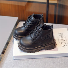 Girls Vintage Lace-Up Ankle Boots Non-Slip Comfortable Shoes