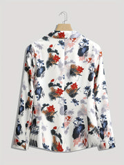  Floral Print Long Sleeve Slim Fit Blazer With Pockets