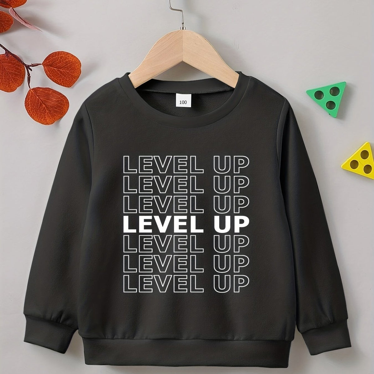 Creative LEVEL UP Letter Print Boys Sweatshirt