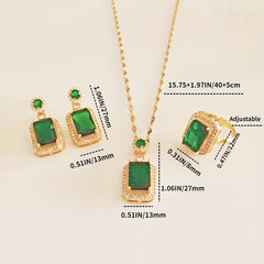 Zircon Jewelry Set Pendant Necklace Earrings Ring
