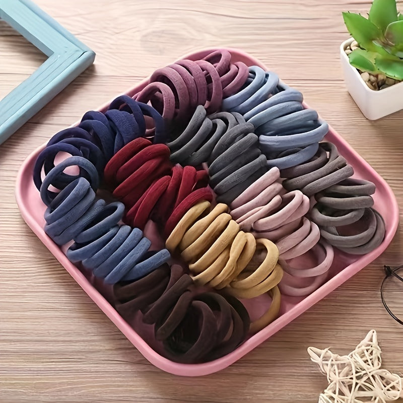 50pcs Elastic Hair Ties Hair Accessories For Woman Braids Ponytails Pain-Free