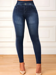 Denim Print Yoga Workout Pants Stretch Leggings Women's Activewear