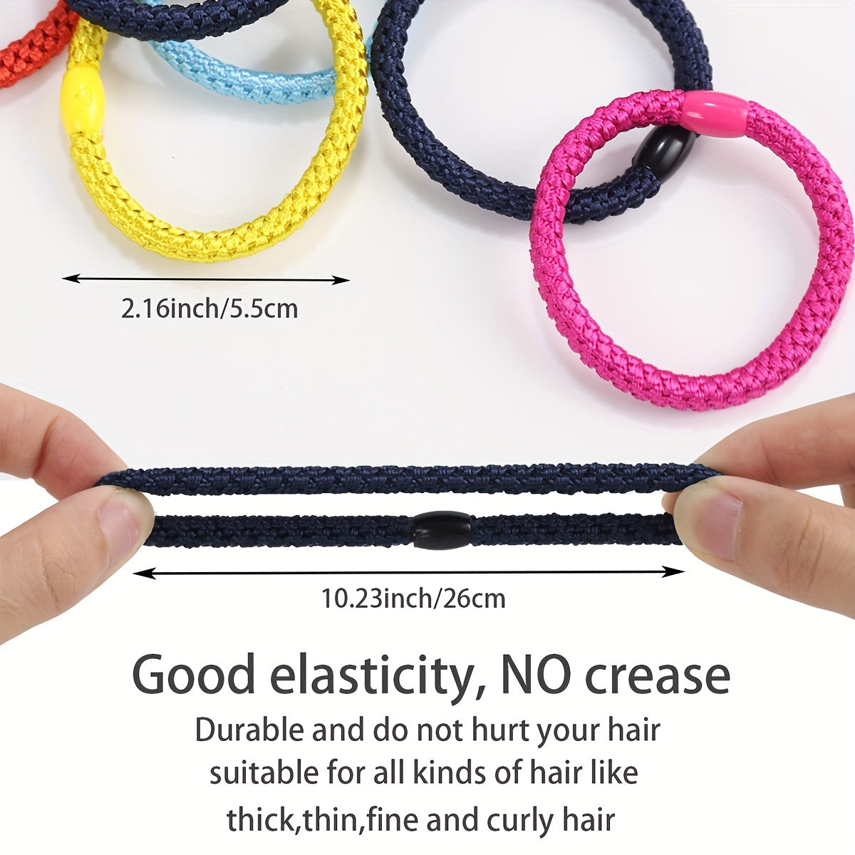30pcs Colorful Elastic Hair Tie Ponytail Holder Accessories for Thick Curly Hair
