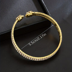 18K Plated Zircon Bangle Rhinestone Bracelet Wedding Jewelry