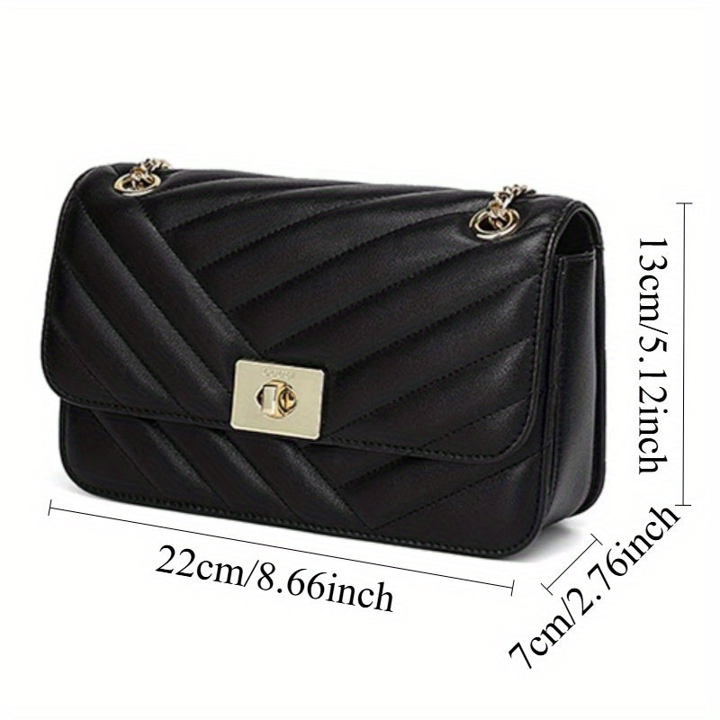 Women's Small Crossbody Bag with Chain Strap & Clasp Closure