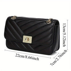 Women's Small Crossbody Bag with Chain Strap & Clasp Closure