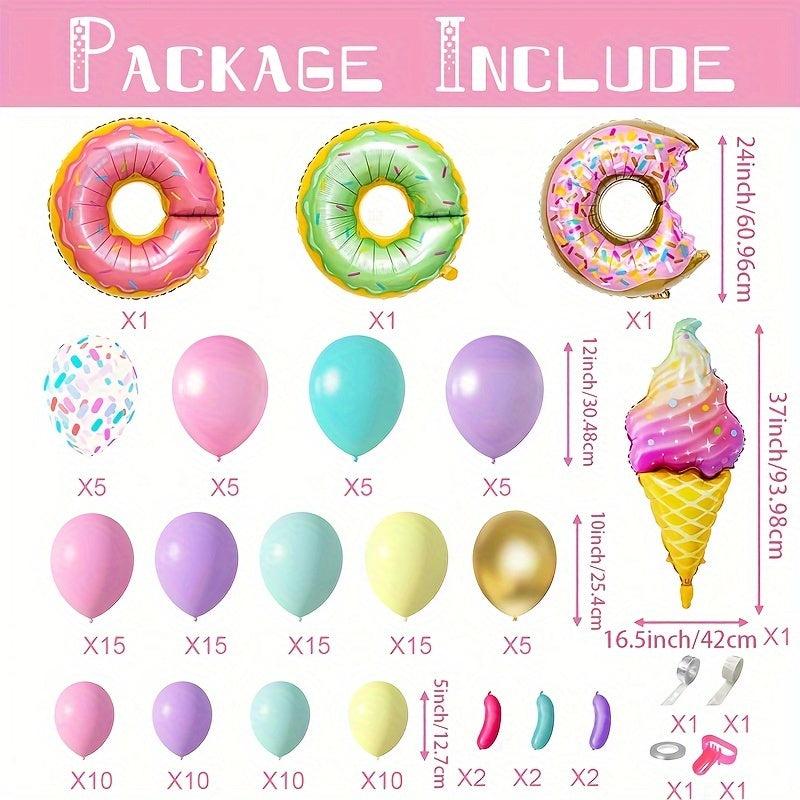 139pcs Pastel Donut Balloon Garland Arch Set Sweet One Birthday Party Decoration