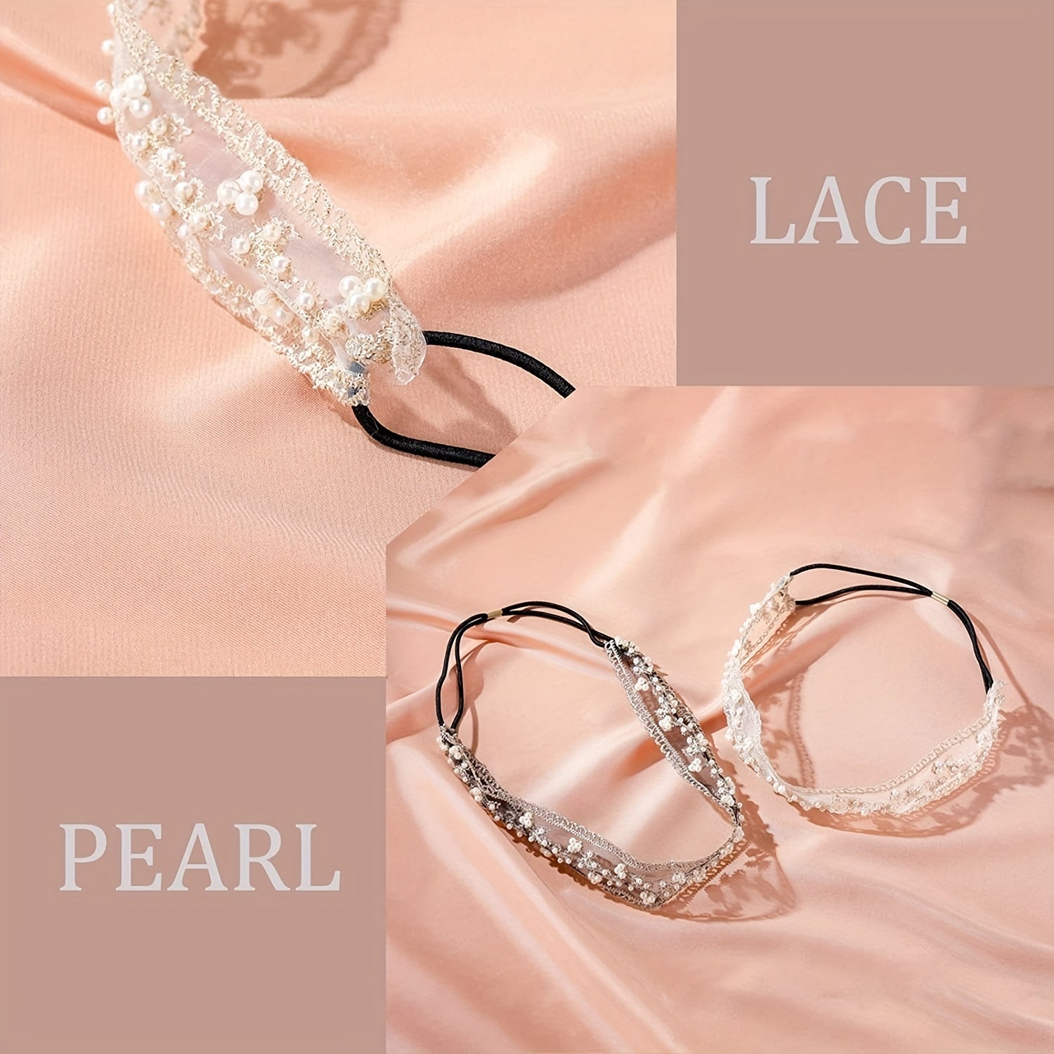 Bohemian Lace Pearl Headband Stretchy Floral Headwear