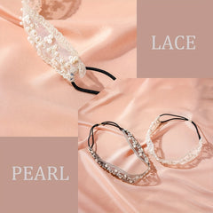 Bohemian Lace Pearl Headband Stretchy Floral Headwear