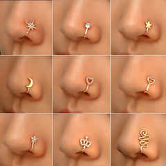 Men's Crown Shaped Nose Clip Inlaid Zircon Craft Party Gift