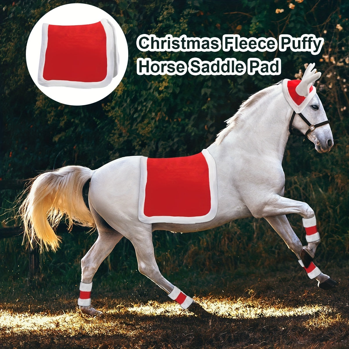 Christmas Red Fleece Horse Saddle Pad - Equestrian Supplies