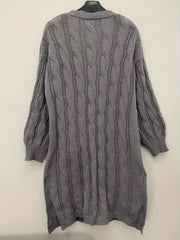  Casual Cardigan Women's Plus Solid Cable Long Sleeve