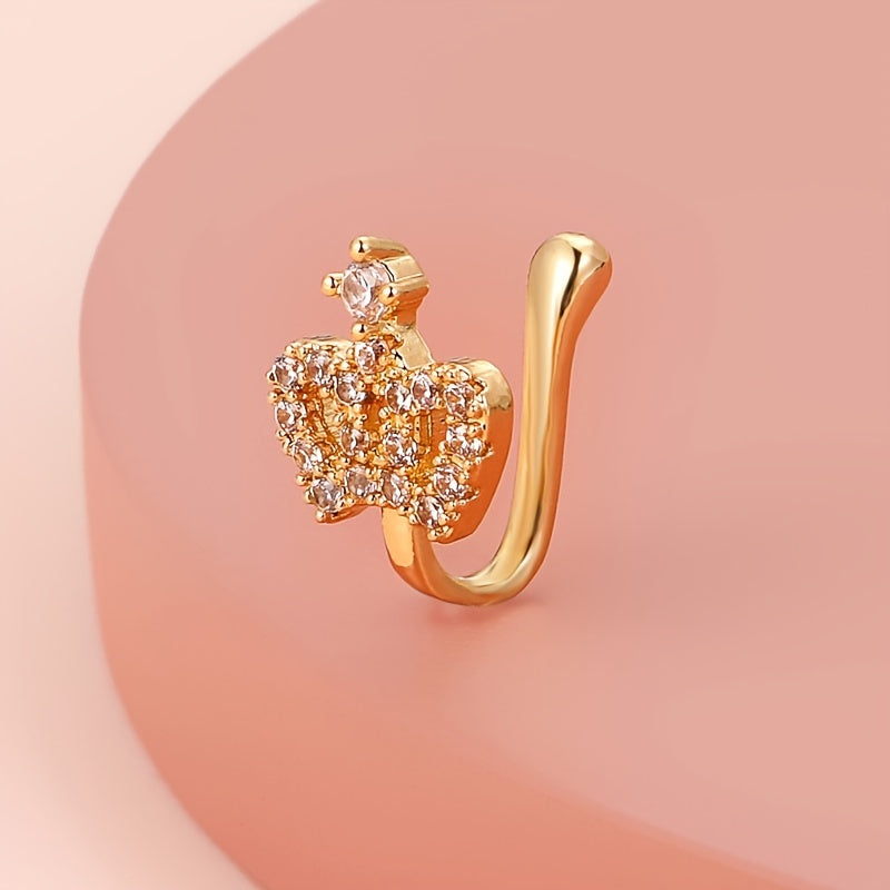 Men's Crown Shaped Nose Clip Inlaid Zircon Craft Party Gift