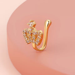 Men's Crown Shaped Nose Clip Inlaid Zircon Craft Party Gift