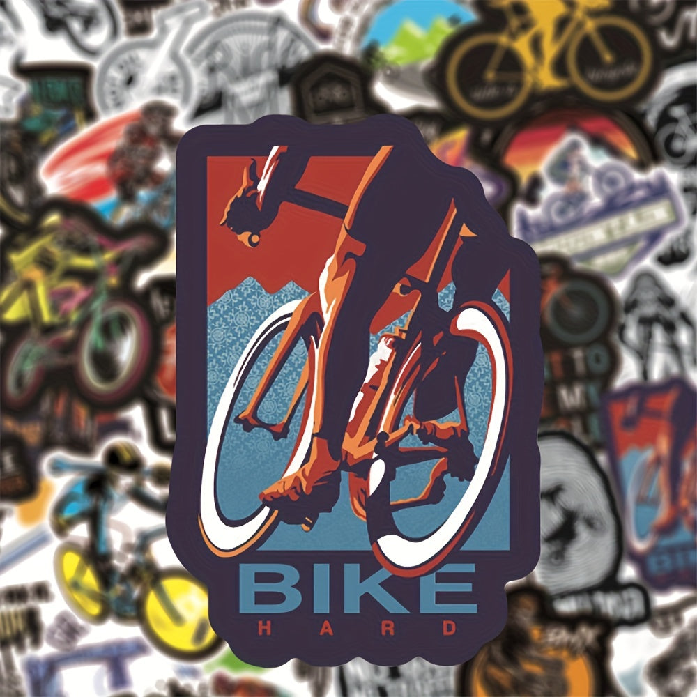 50pcs Waterproof MTB Stickers for Bottles Cars Laptops Durable Outdoor Decals