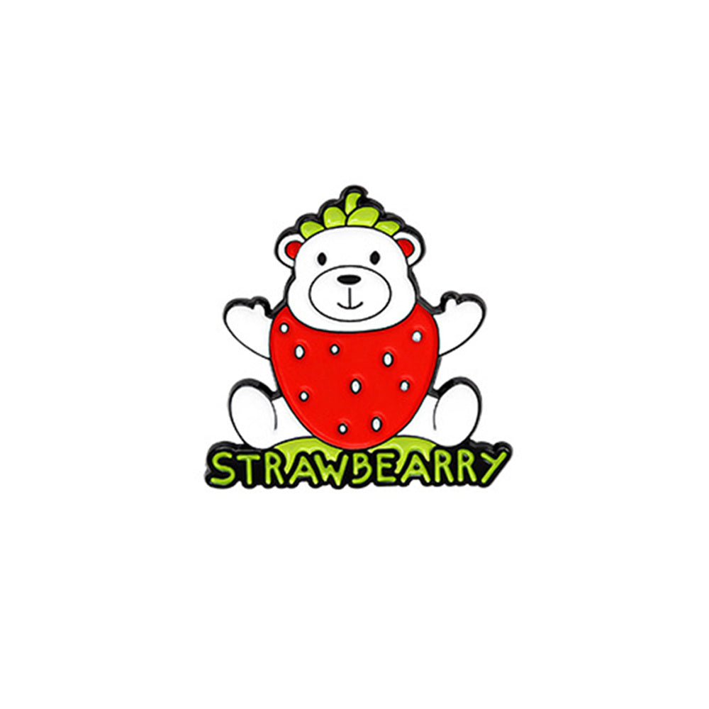 Strawberry Bear Brooch Funny Anime Pin Clothing Decoration