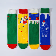 Snowman Print Mid Tube Socks Women's Stockings