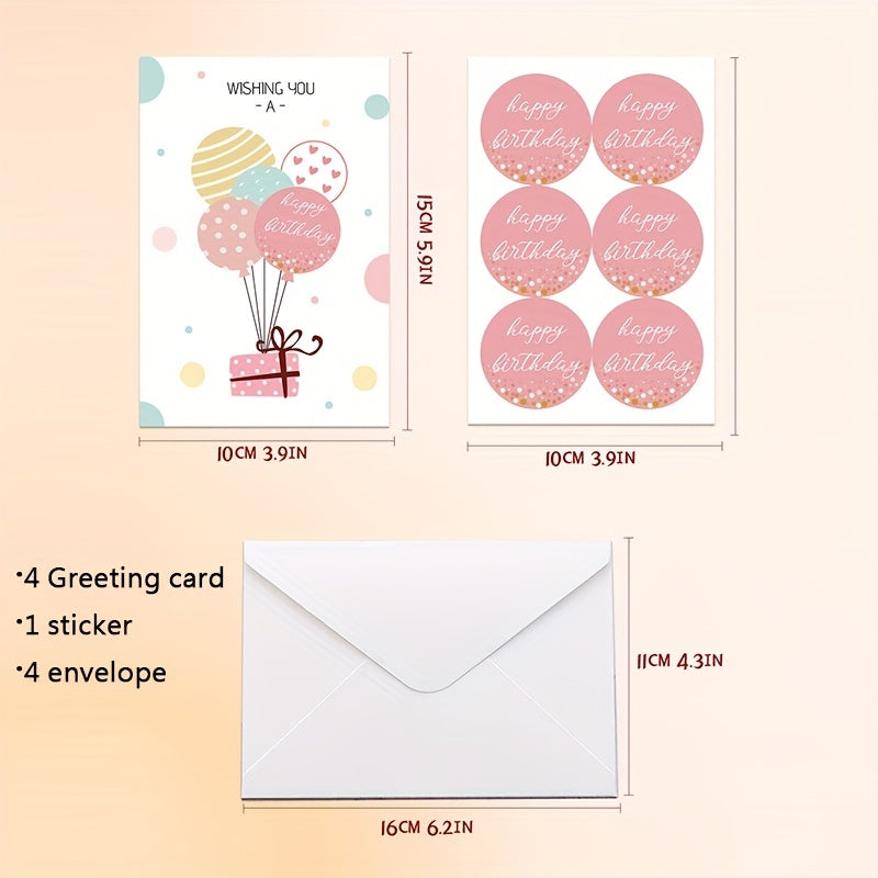 Birthday Cards Set of 9 with Envelopes