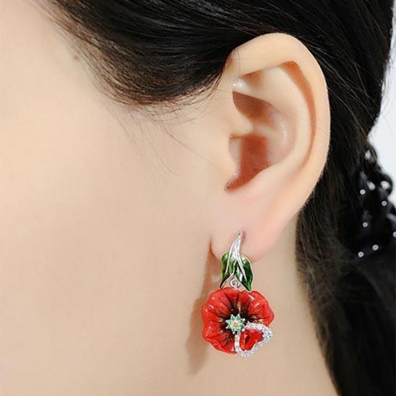 Red Zircon Dangle Earrings Romantic Wedding Jewelry