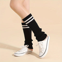 Striped Leg Warmers Knee High Socks Women's Stockings