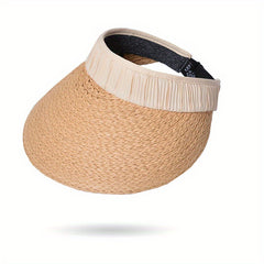 Solid Straw Visor Hat UV Protection Casual Sun Hat