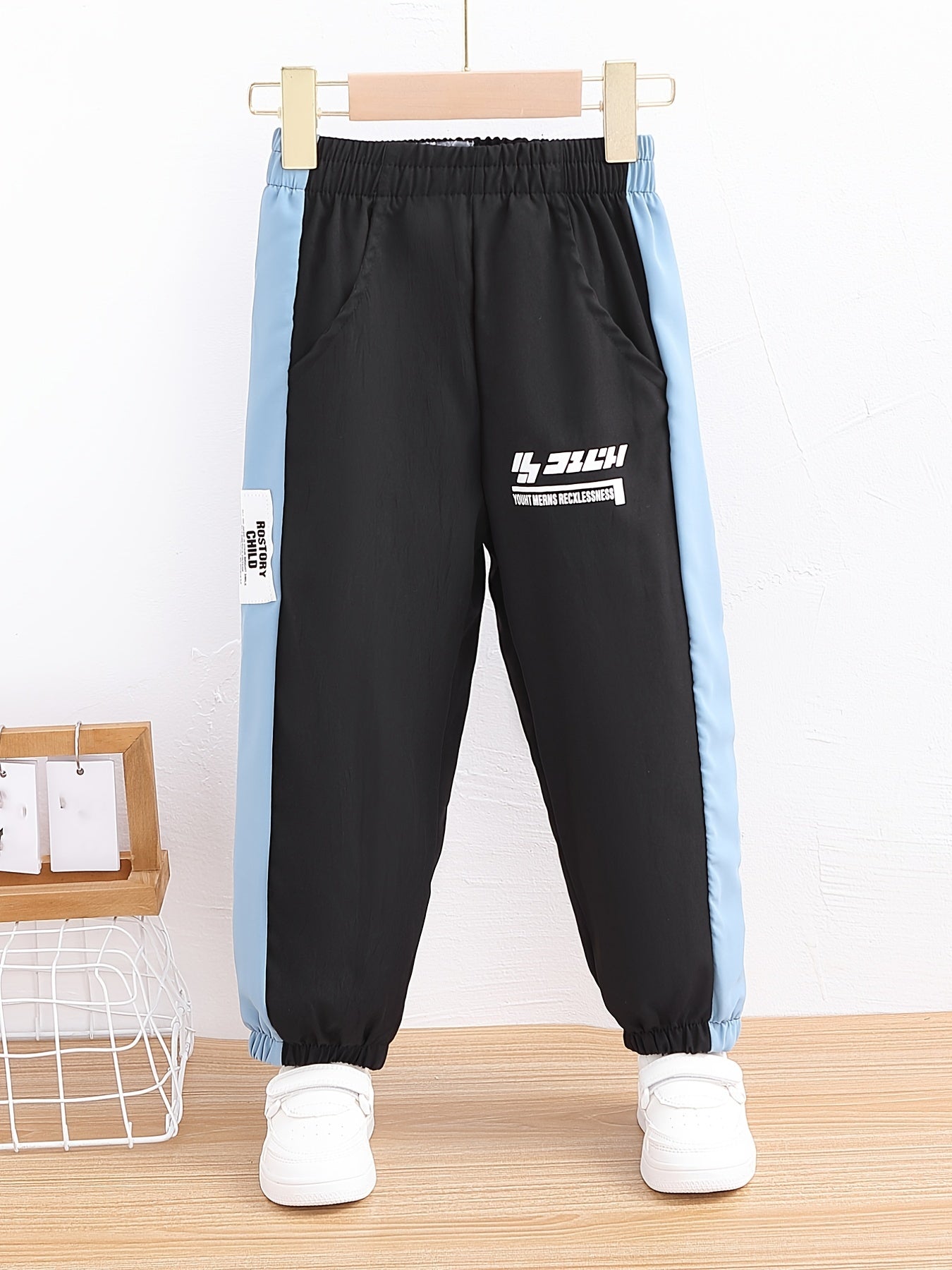Boys Casual Letter Print Sweatpants Elastic Waist Sport Jogger Pants