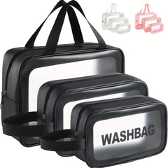 3Pcs Clear Travel Cosmetic Bag Set Waterproof Makeup Bag Portable Toiletry Bag