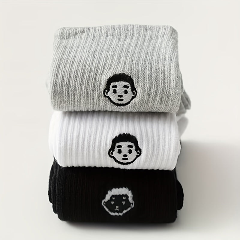 Cute Cartoon Embroidery & Comfy College Style Women's Socks