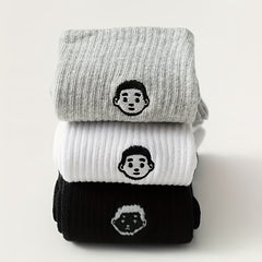 Cute Cartoon Embroidery & Comfy College Style Women's Socks