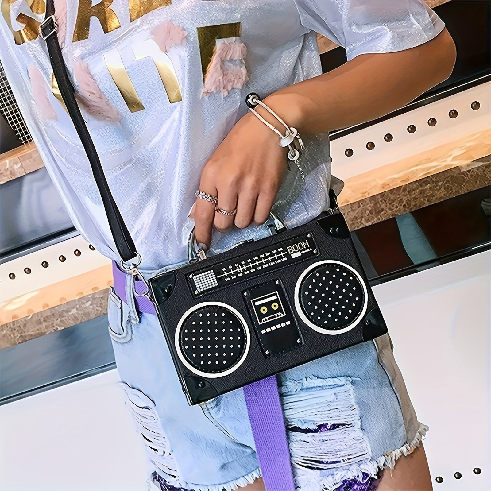 Vintage Mini Radio Crossbody Bag PU Leather Handbag