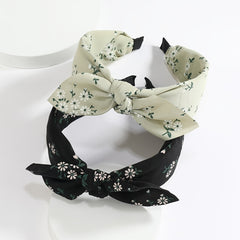 Fabric Floral Print Wide Bowknot Hairband Boho Retro Headband Hair Accessories