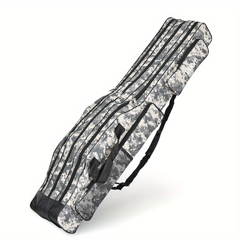 Portable Fishing Rod Case Triple Folding Waterproof Camouflage Travel Carry Bag