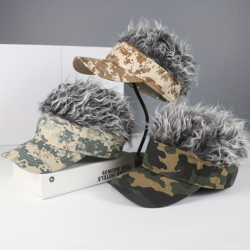 Camouflage Wig Baseball Cap Lightweight Adjustable Fluffy Hair Sun Hat
