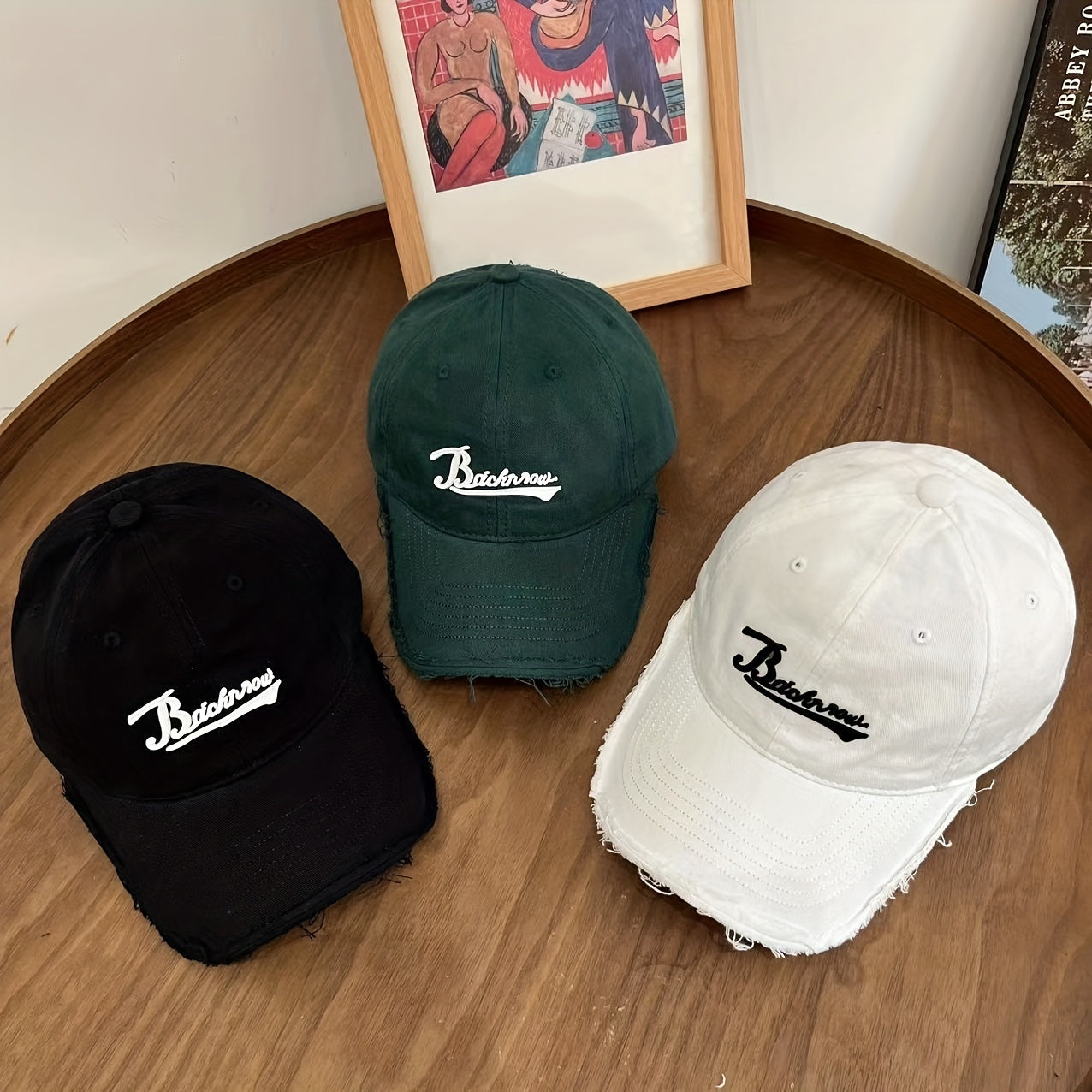 Hip Hop Baseball Cap Distressed Dad Hat Letter Patch Washed Sun Hat