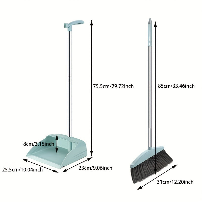 2pcs Broom & Dustpan Set Long Handle Comb Shape Sweeper Household Cleaning